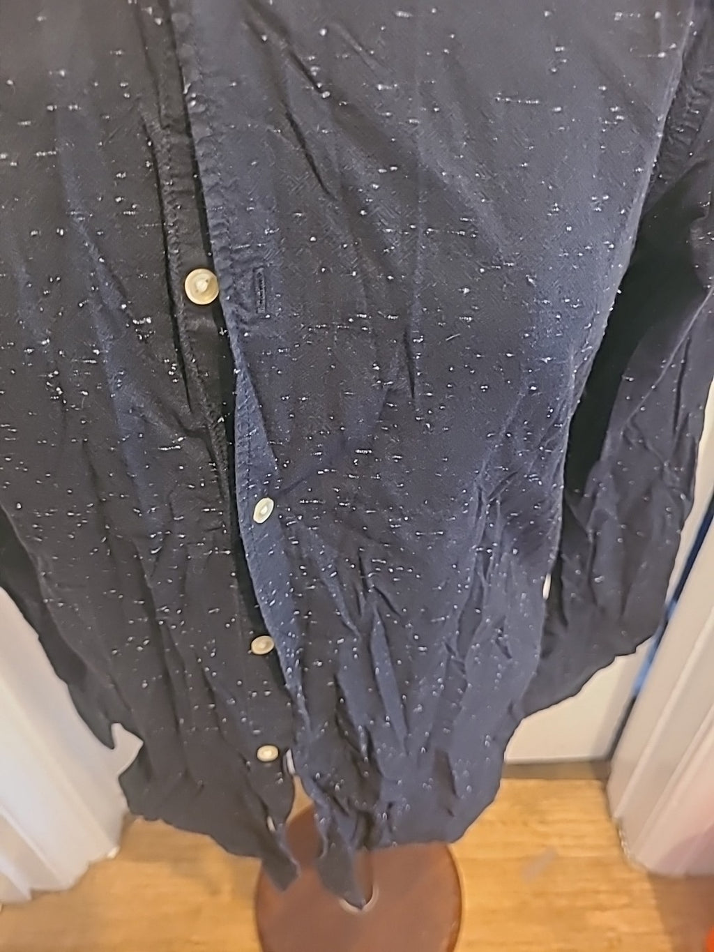 Mens Next Size Medium Black With White Dash Detail Long Sleeved Shirt