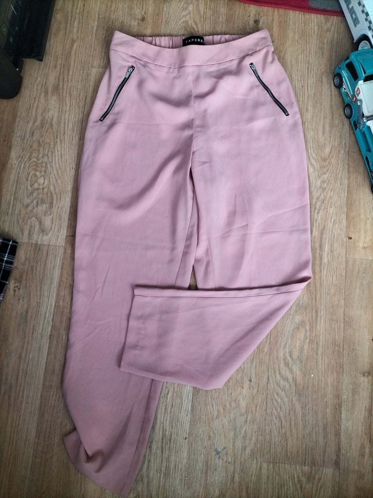 Ladies Peacocks Size 10 Pink Tapered Trousers Elasticated