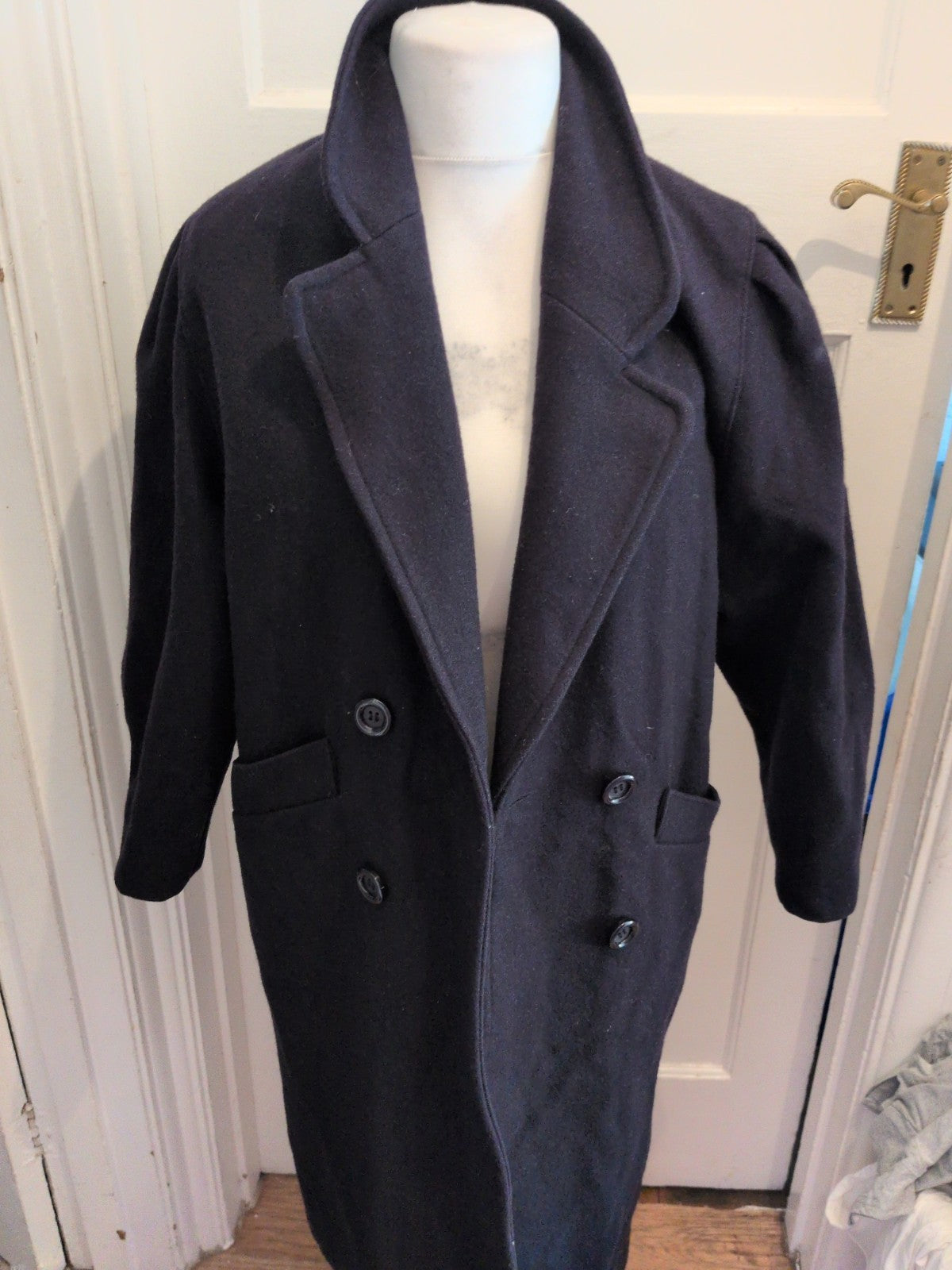 Ladies Classic Debenhams 10 Navy Lined Wool Jacket Buttoned