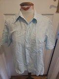 Mens Easy Size Small Pale Sea Blue Short Sleeved Shirt