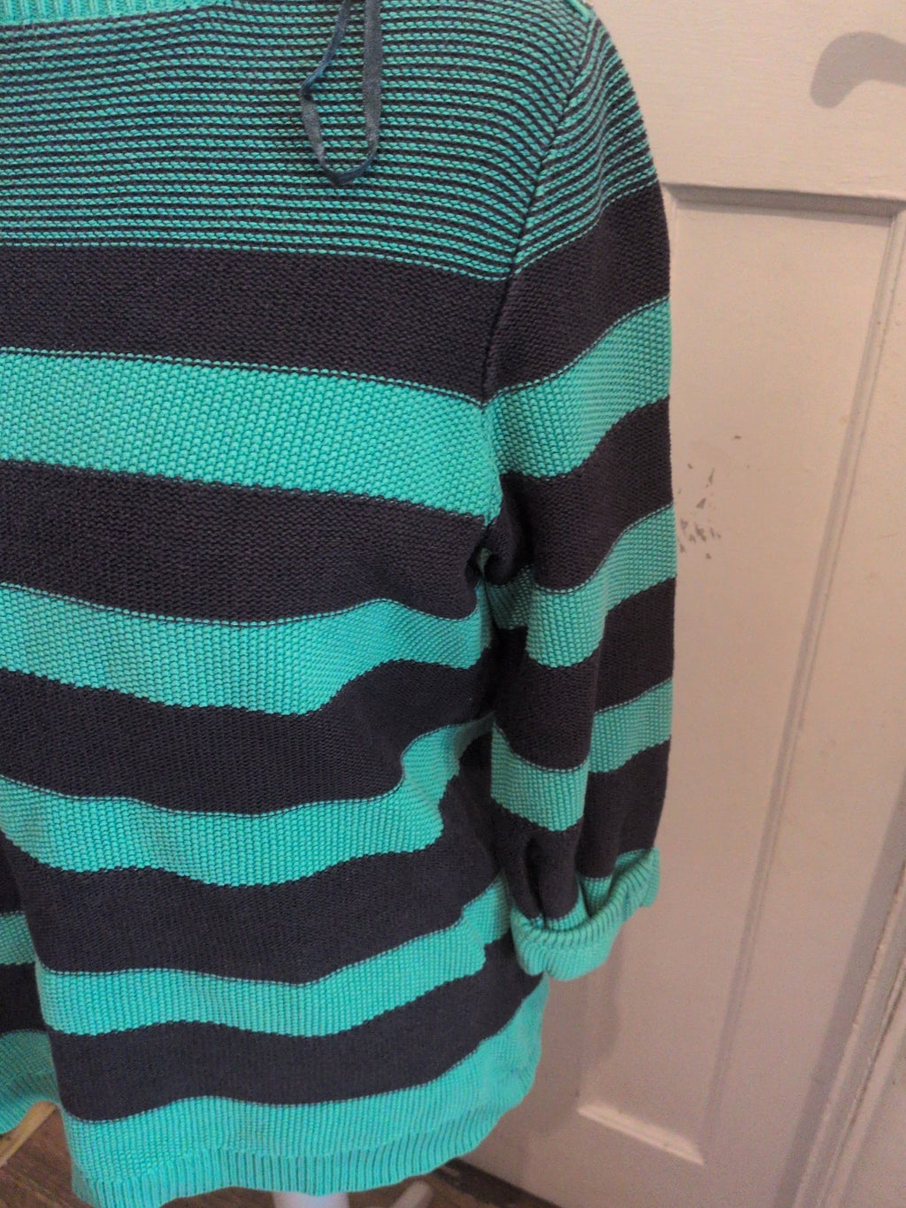 Ladies Maine New England Size 20 Green And Black Stripe Jumper