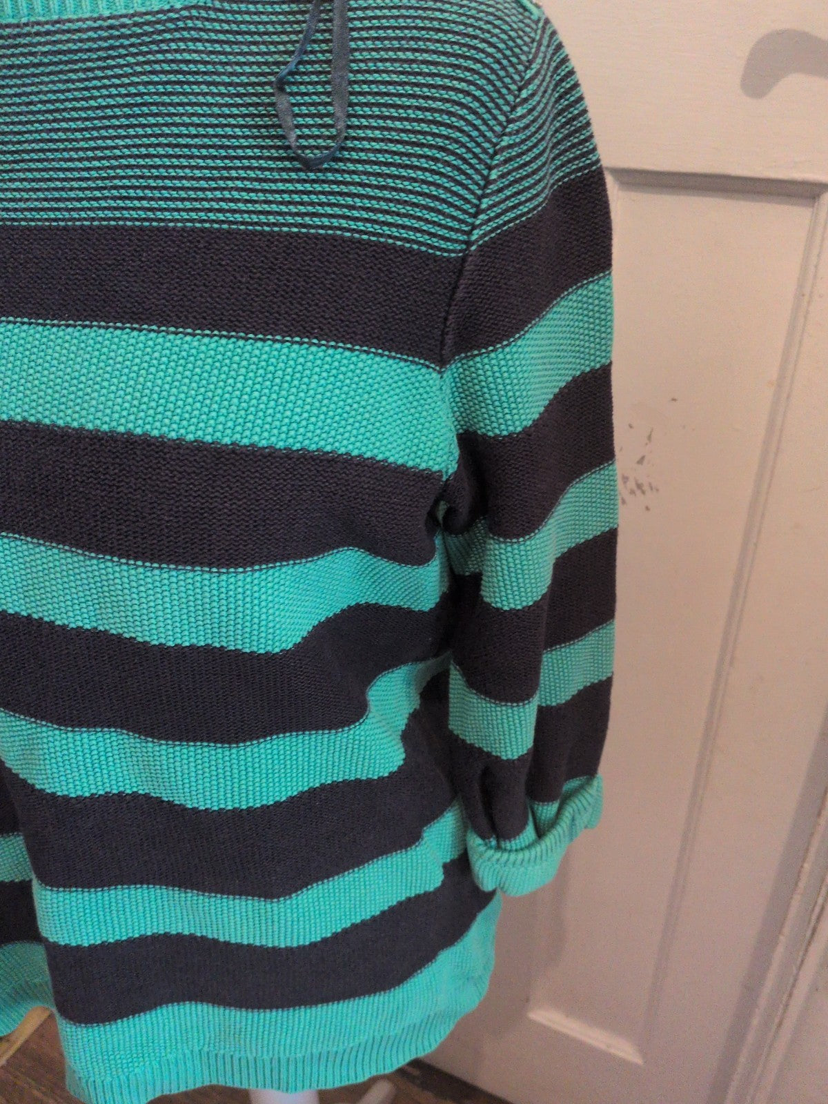 Ladies Maine New England Size 20 Green And Black Stripe Jumper