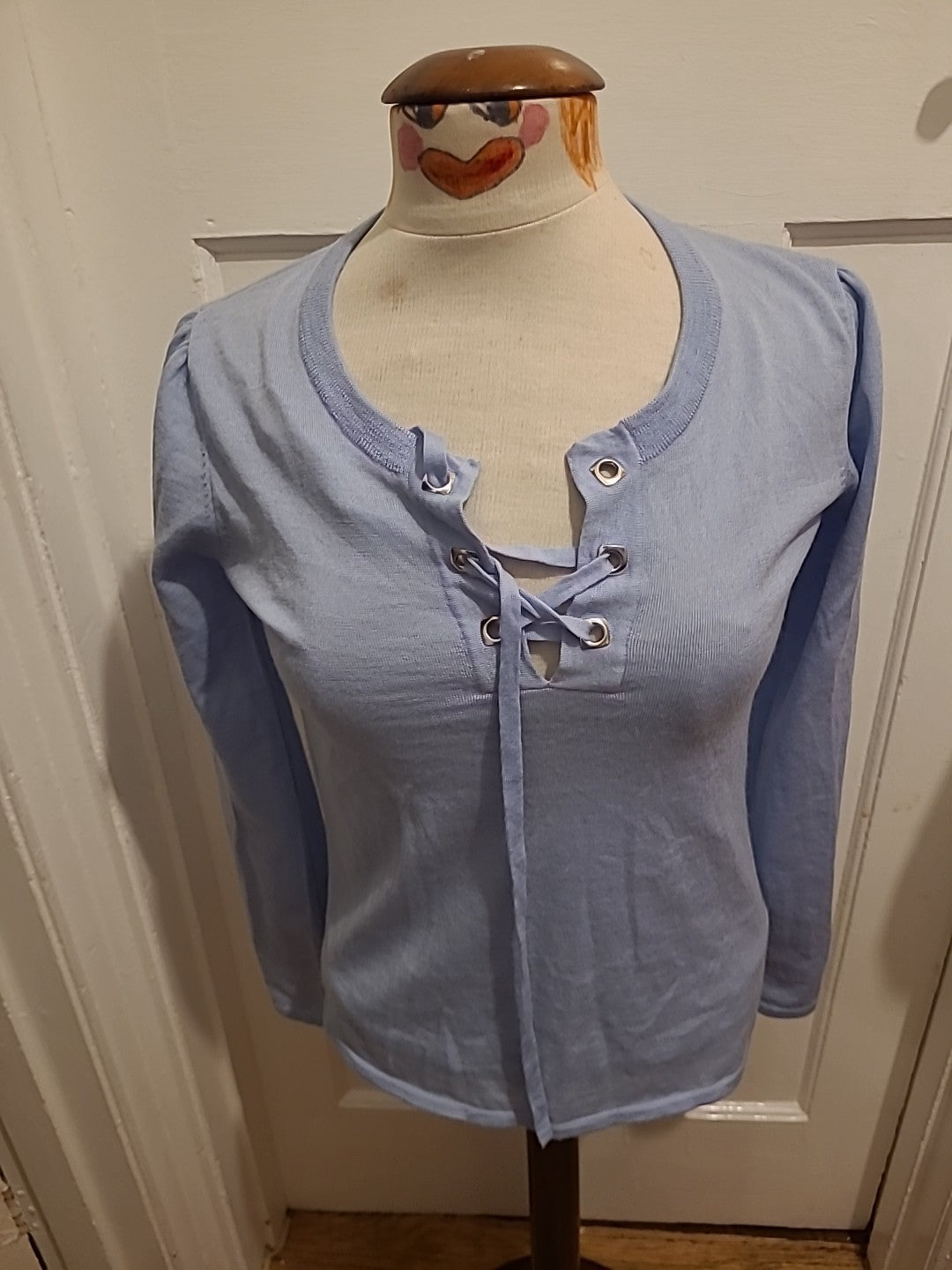 Ladies Viyella Size Small Blue Long Sleeved Tshirt