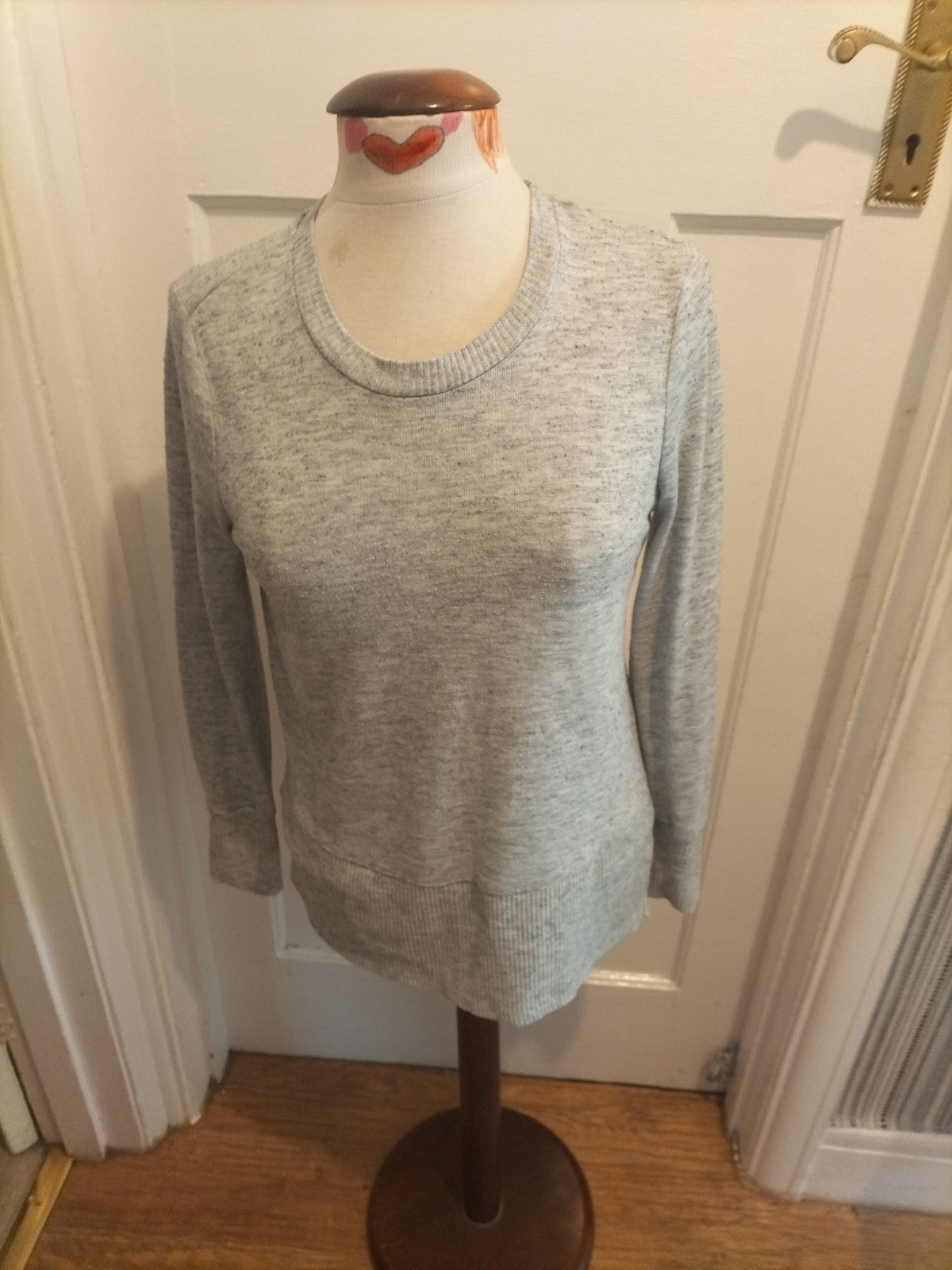 Ladies George Size Small Grey Long Sleeved Lightweight Jumper(Bobbling)