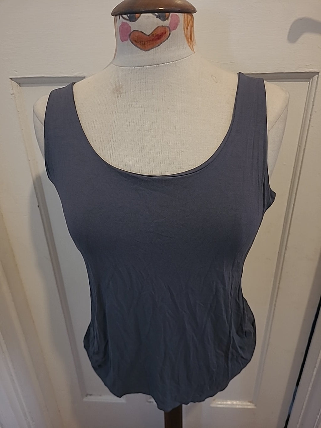 Ladies Size Medium Dark Grey Italian Fabric Sleeveless Tshirt