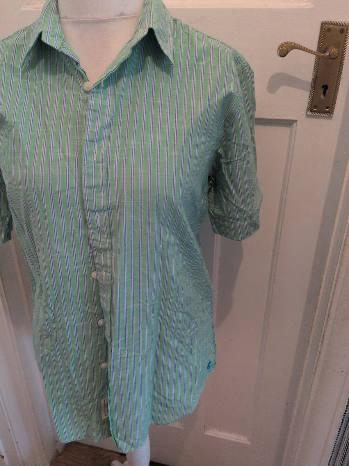 Club Room Medium Green Stripe Short Sleeve Shirt