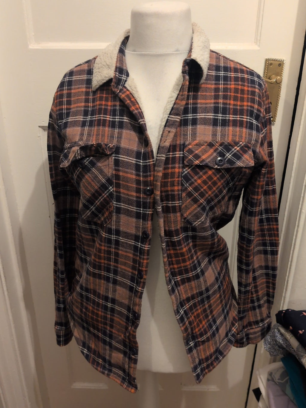 Another Influence Medium Check Fleece Lined Shirt