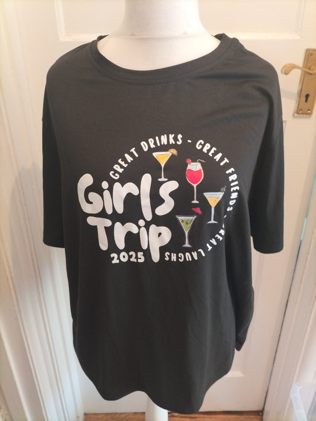 Shein Curve 3XL Black Girls Trip Printed Short Sleeve T-shirt
