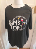Shein Curve 3XL Black Girls Trip Printed Short Sleeve T-shirt