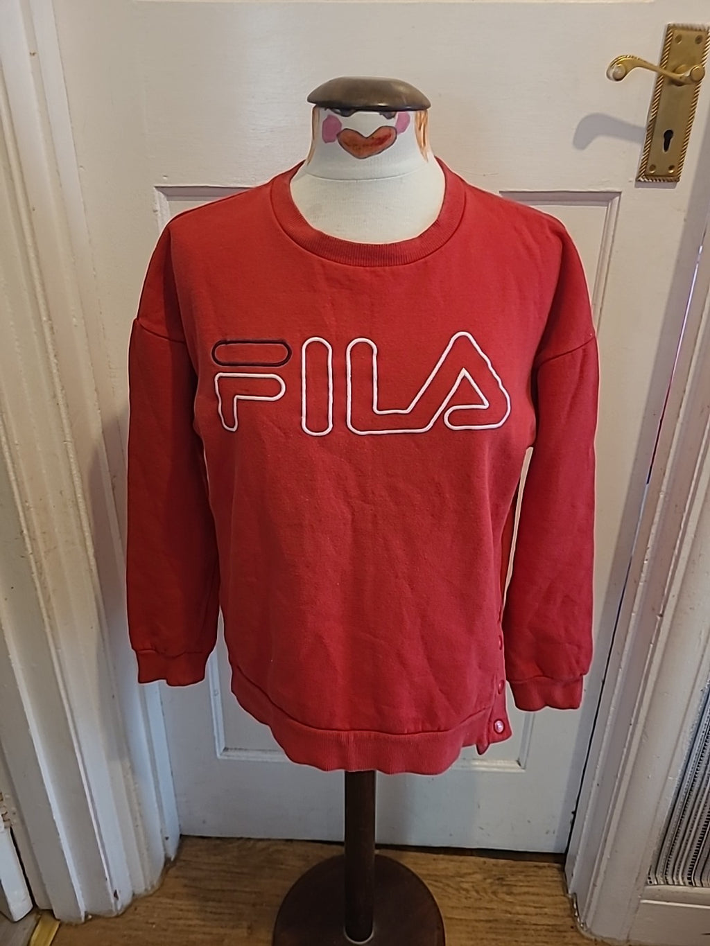 Ladies Fila Size 10 Red Long Sleeved Pullover Jumper