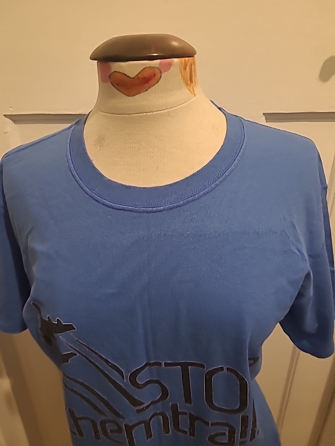 Mens Hanes Size Large Blue Print Short Sleeved Tshirt