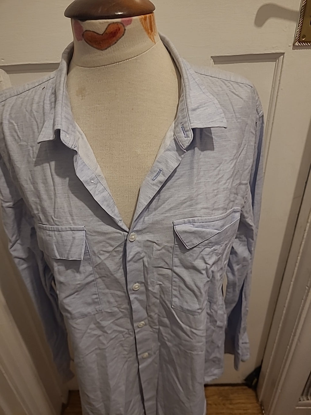Mens Burton Men'swear Size XL Pale blue Long Sleeve Shirt