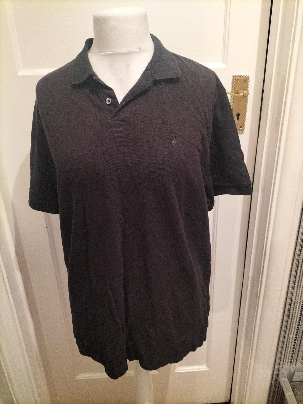 Mens Next Size XL Black Slim Fit Short Sleeved Polo