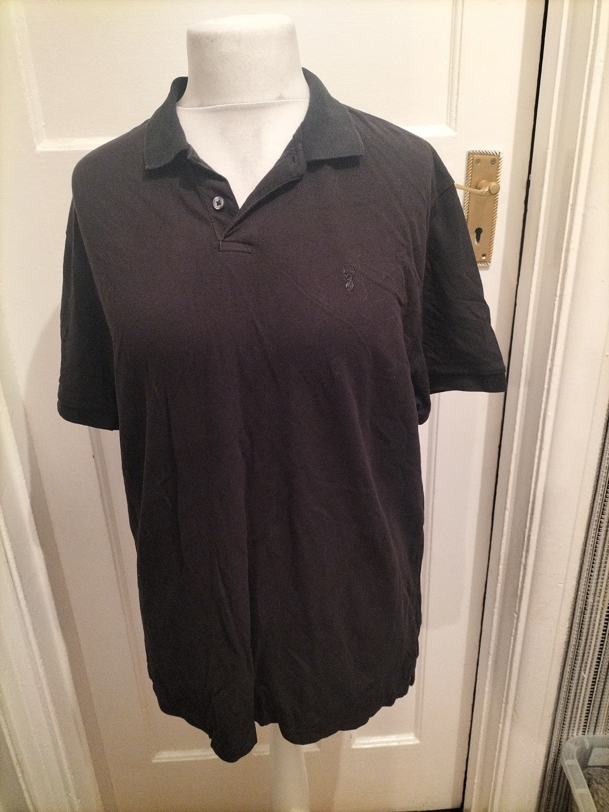 Mens Next Size XL Black Slim Fit Short Sleeved Polo