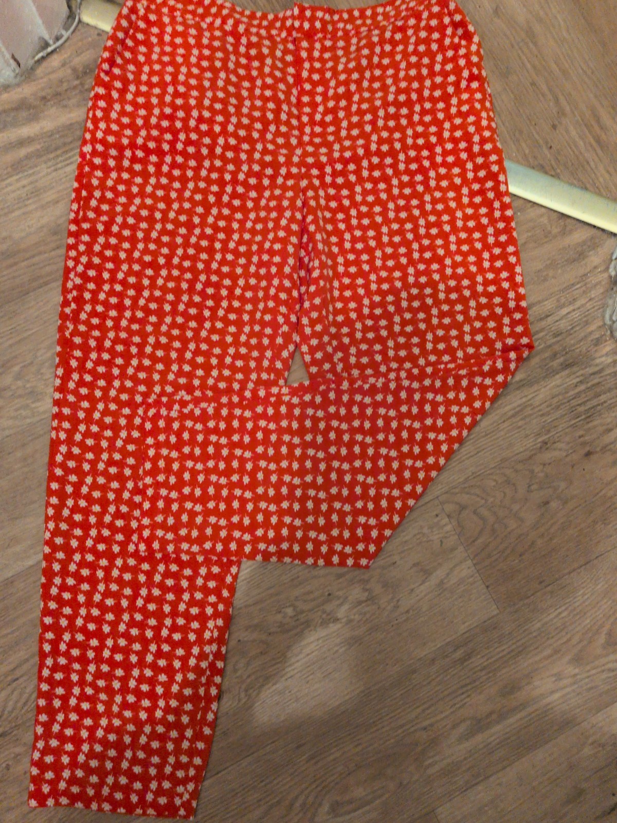 Ladies Papaya 12 Orange Flower Elasticated Trousers