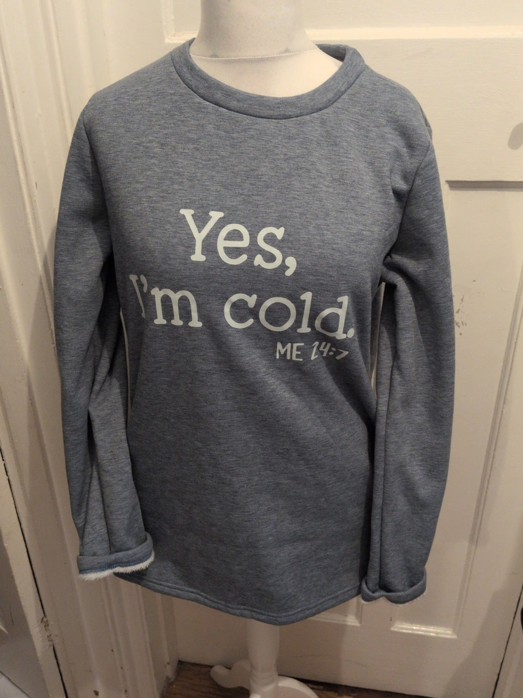 Large Grey "I'm Cold" Fleece Lined Jumper