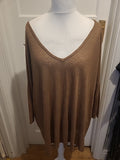 Ladies Size 2XL Brown 3/4 Sleeved Tshirt