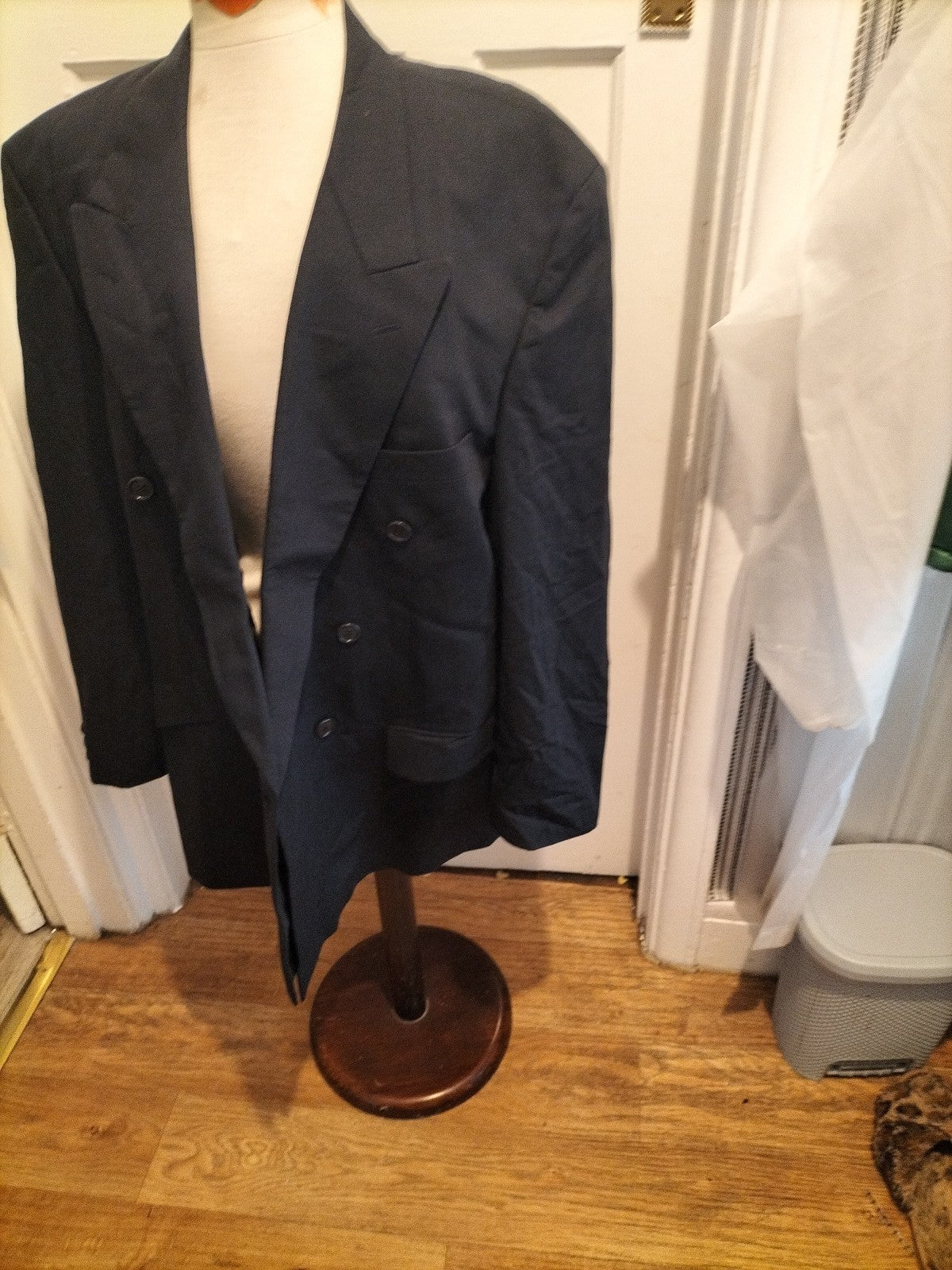 Mens Marks And Spencer Size 44" Wool Navy Padded Lined Blazer