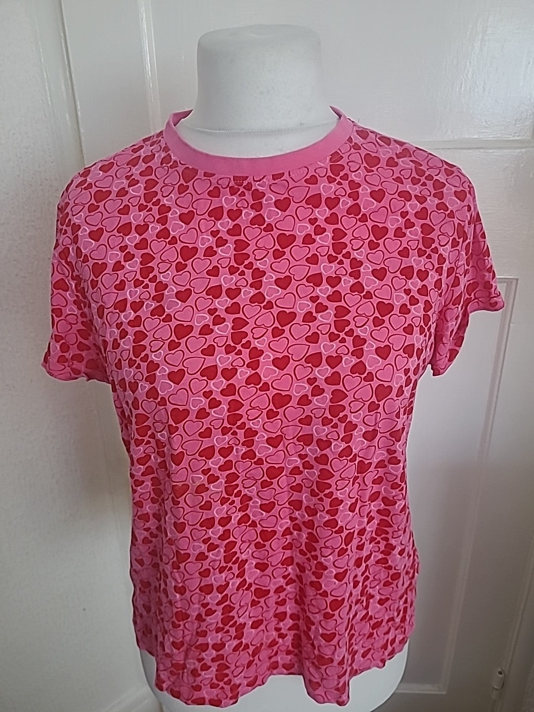 Primark Large Red And Pink Love Heart Print Tshirt