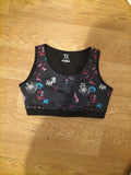 Ladies TZ Size Medium Black Floral Crop Gym Top