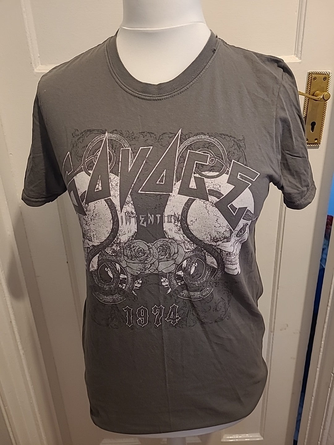 Mens Prettylittlething Size Small Grey Printed Short Sleeved Tshirt