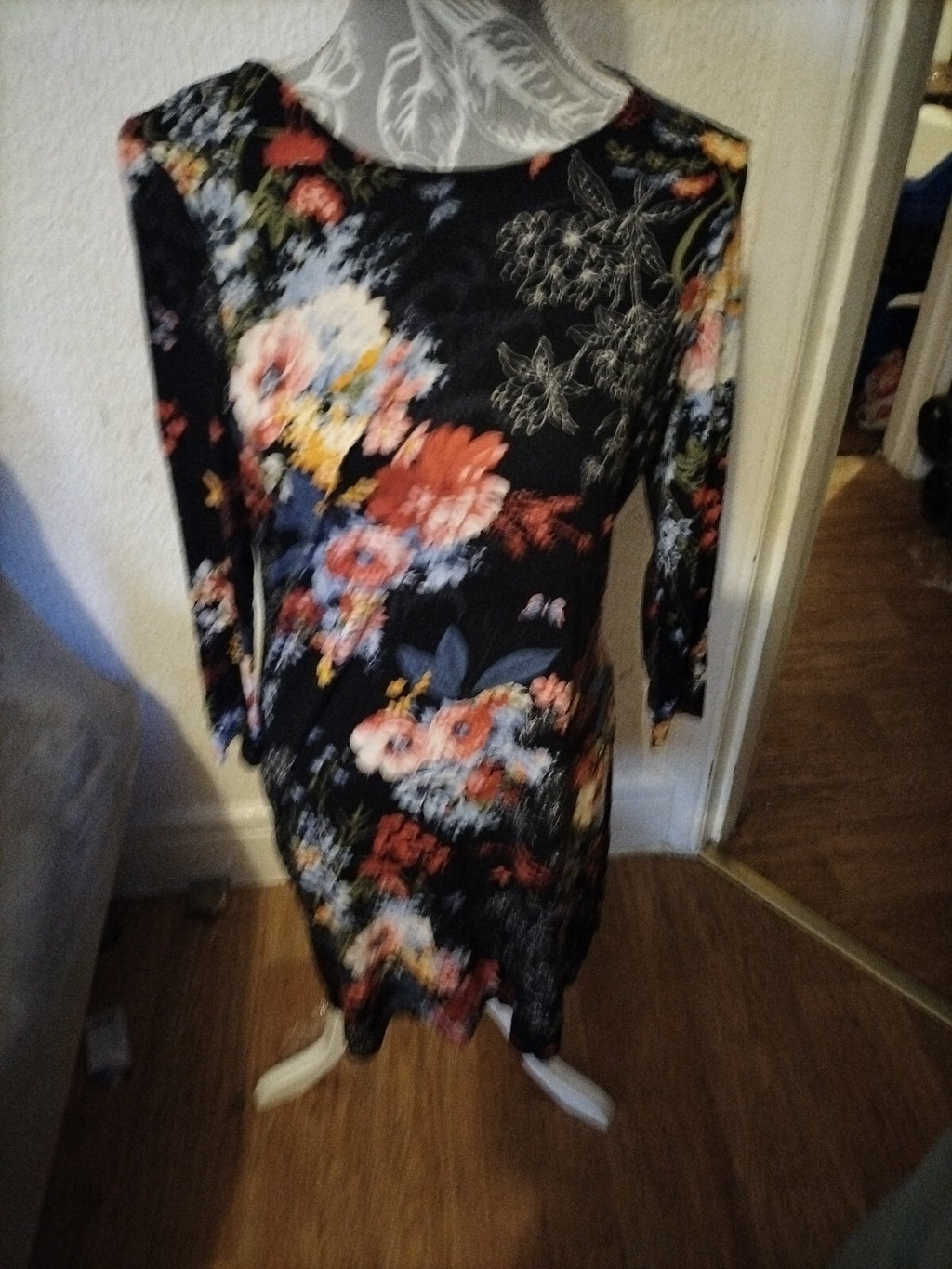 Ladies Tu Size 12 Floral Mid Sleeved Dress