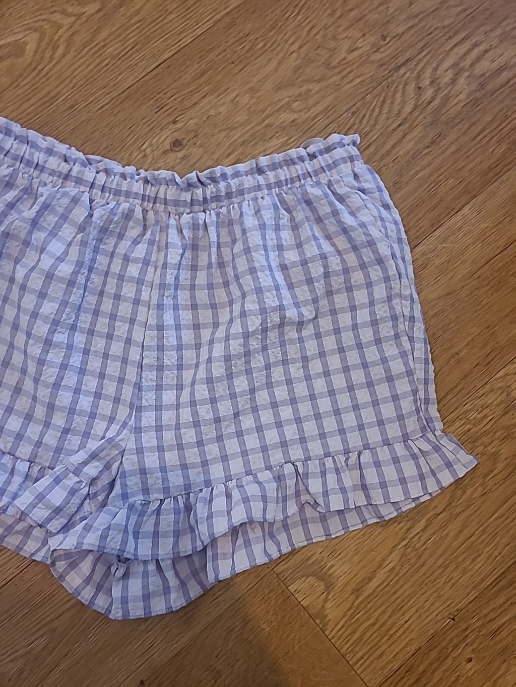 Ladies Primark Size 12 Purple White Check Elasticated Shorts