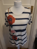 Ladies Simon Jersey Size Medium Grey Striped Rose Tshirt