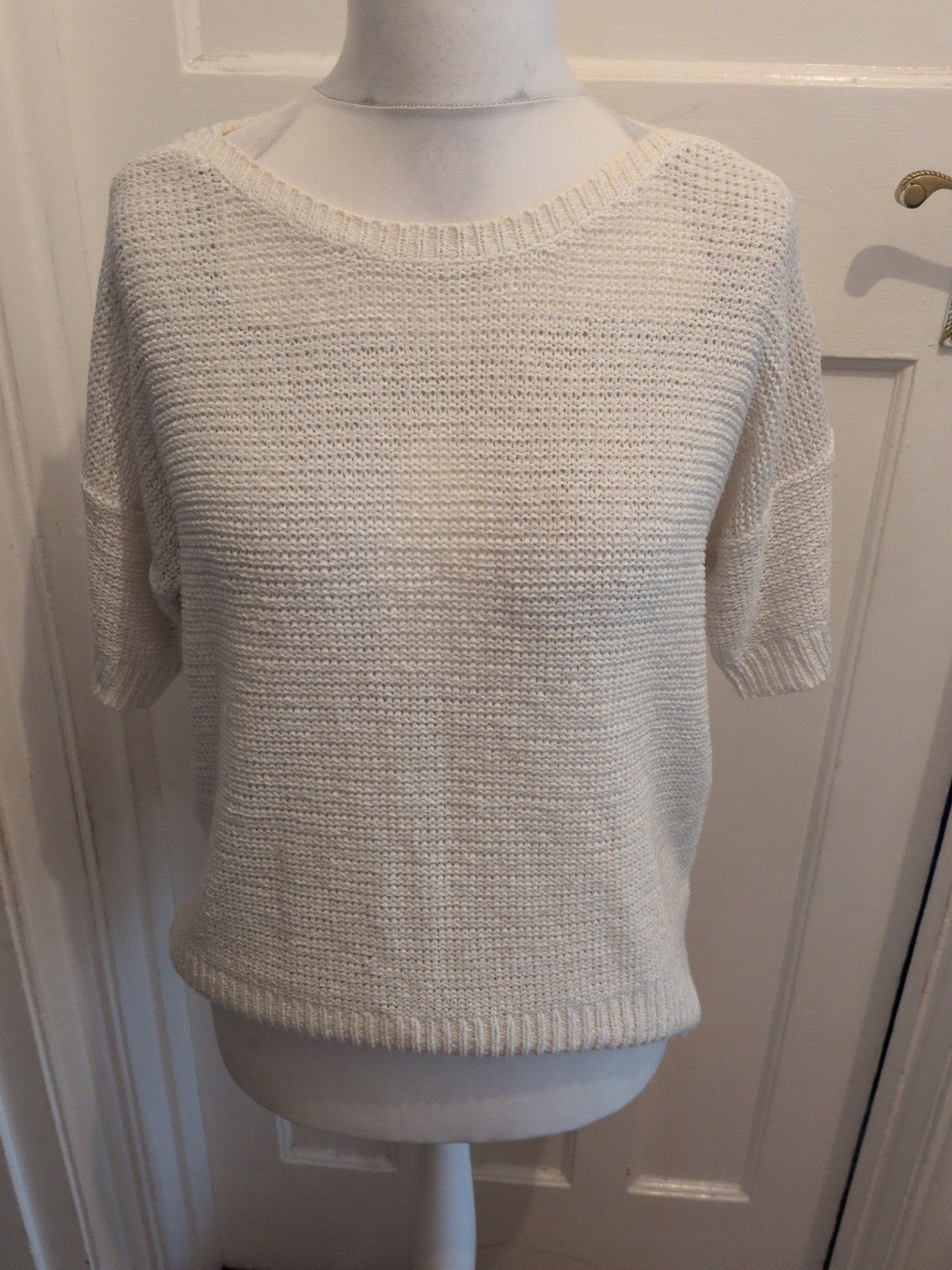 Wallis Medium White Knit Short Sleeve Jumper