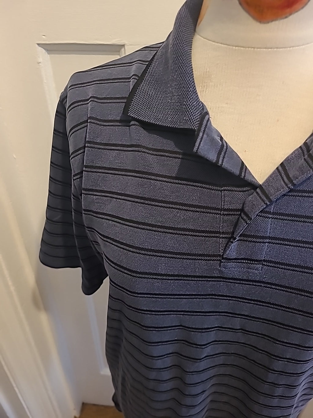 Mens Blue Harbour Golf Size Small Navy Striped Short Sleeved Polo