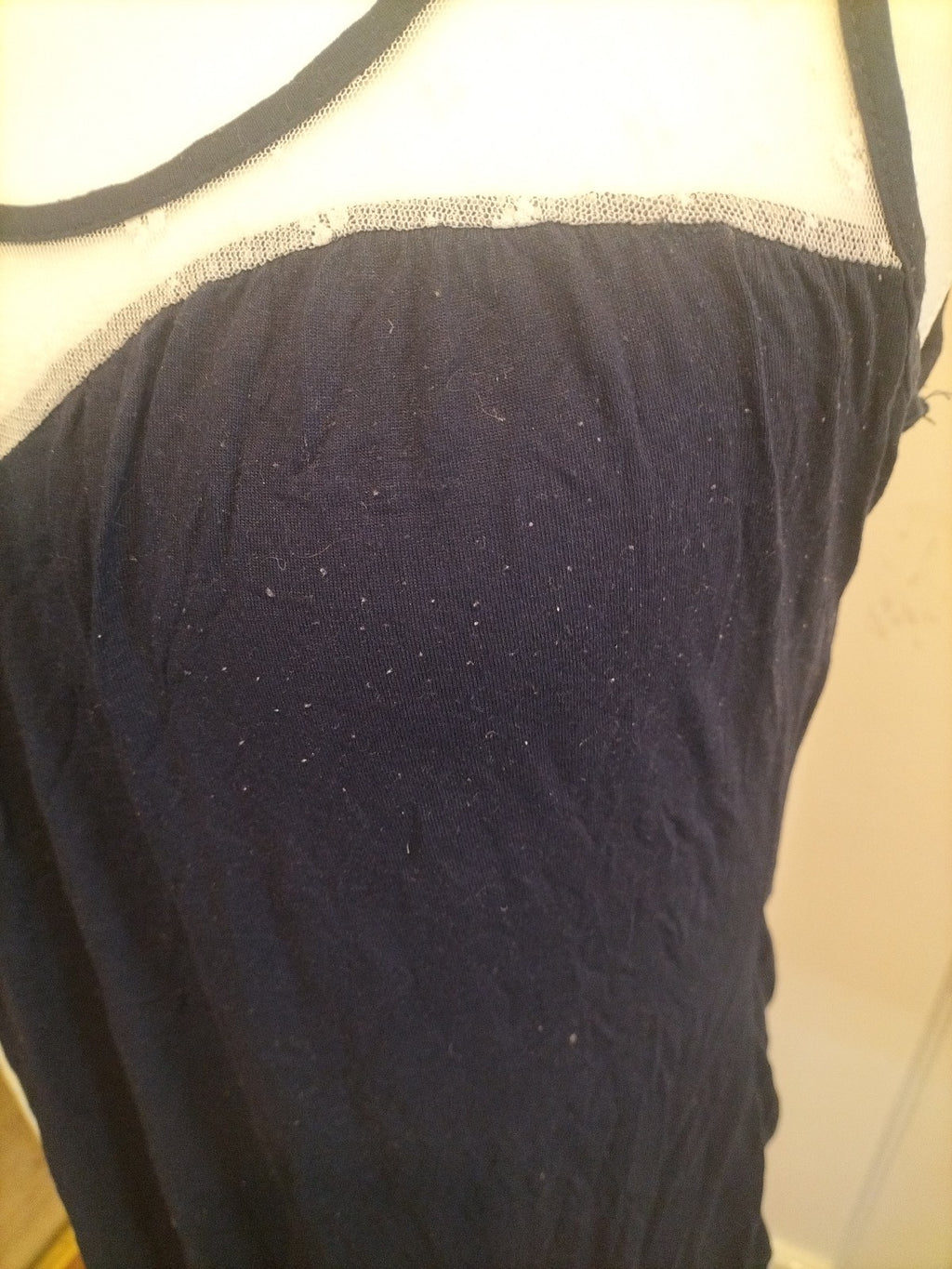 Ladies Primark Size 14 Black With White Neck Sleeveless Tshirt
