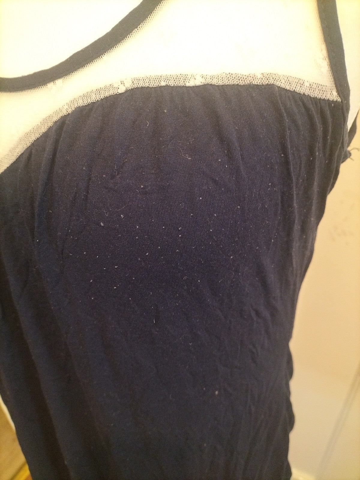 Ladies Primark Size 14 Black With White Neck Sleeveless Tshirt