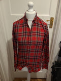 Mens Primark Size Small Regular Fit Red Check Shirt Long Sleeved