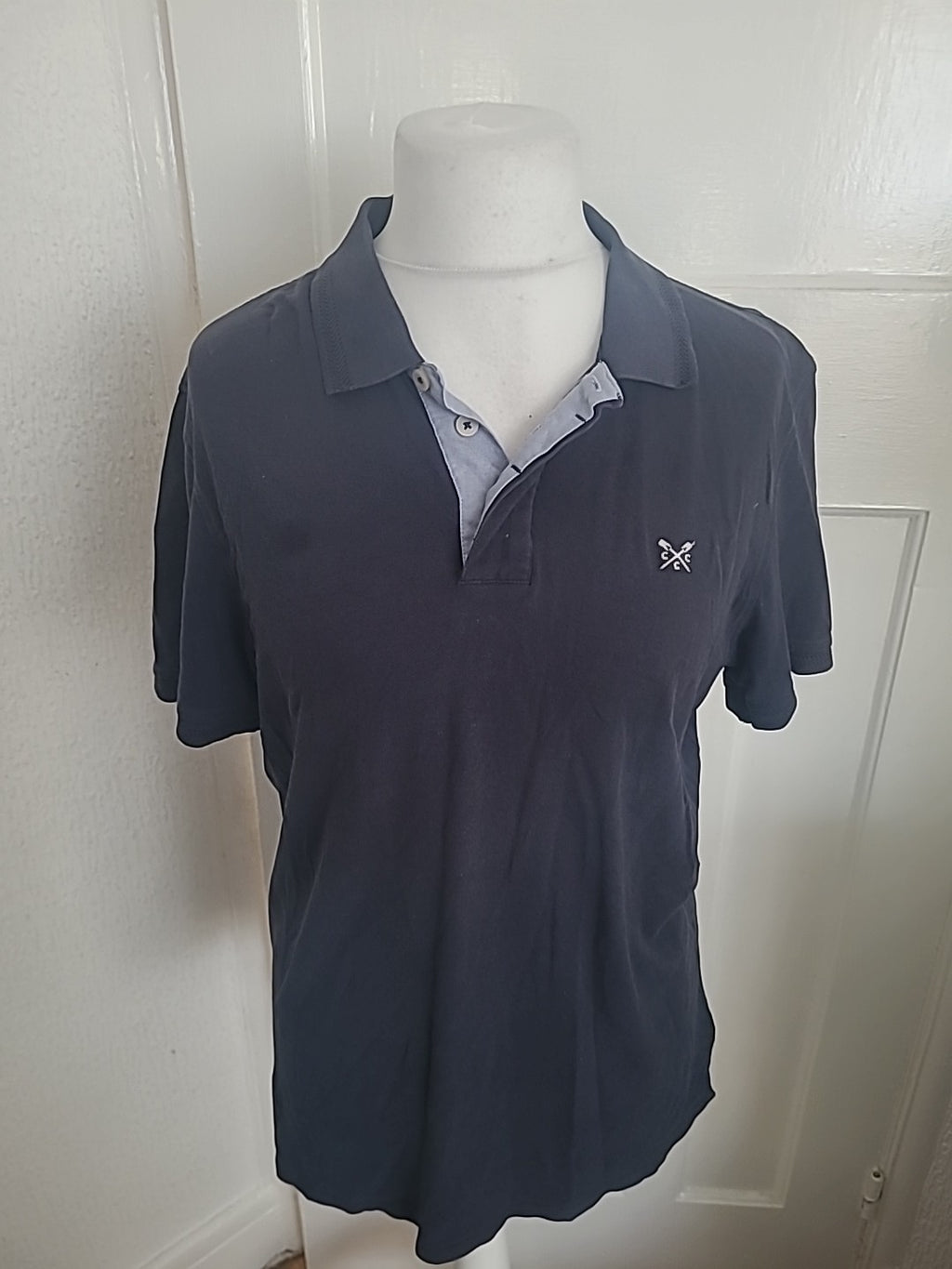 Mens Navy Short Sleeved Polo Medium