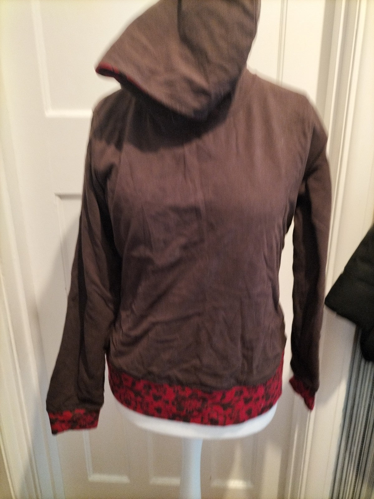 Ladies Size Large Brown Red Floral Reversible Hoodie