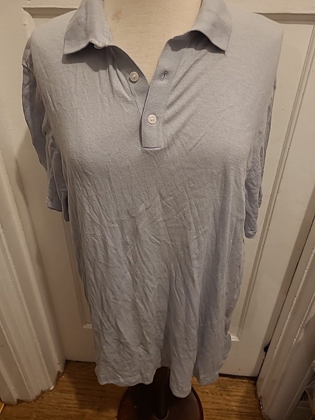 Mens H&M Size XL Greyish Blue Slim Fit Polo