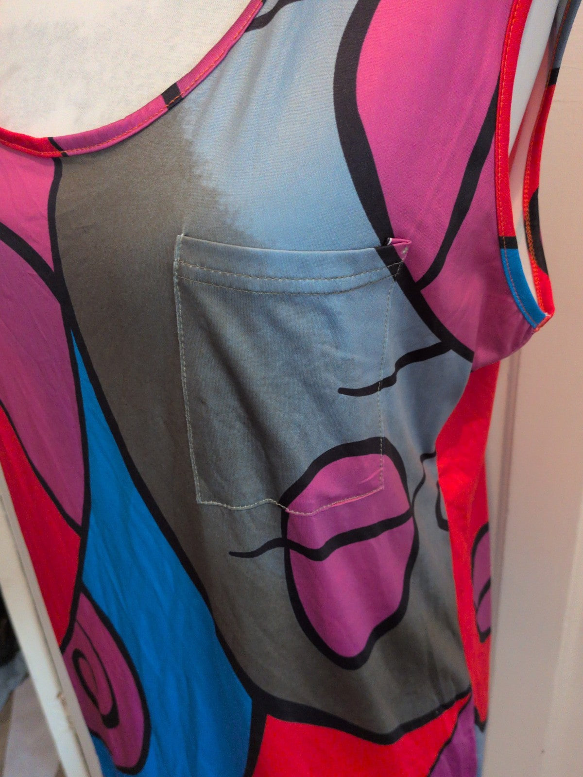 4XL Multicoloured Sleeveless Blouse Top