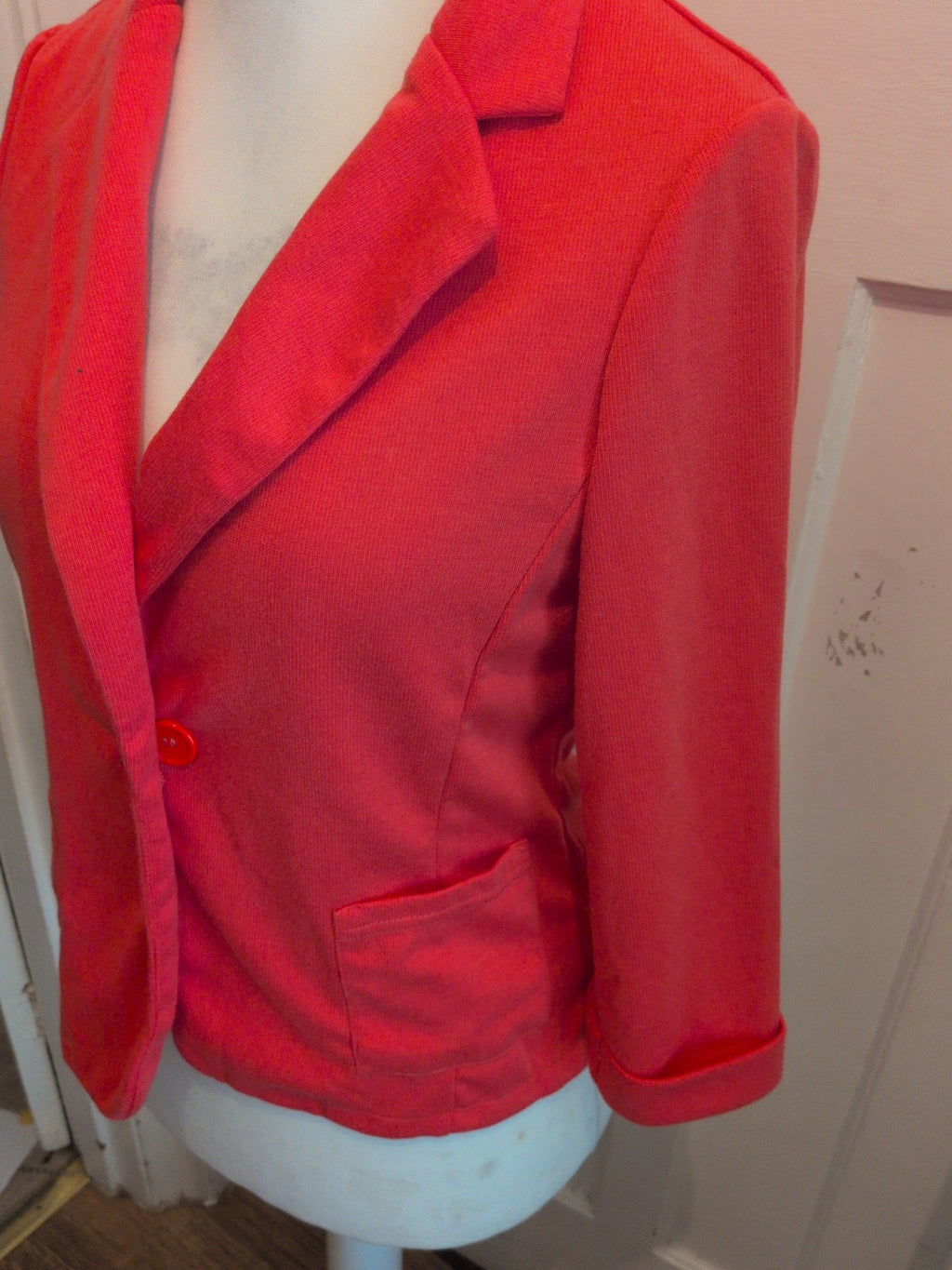Ladies New Look Size 14 Coral 1 Button Soft Cardigan/Blazer