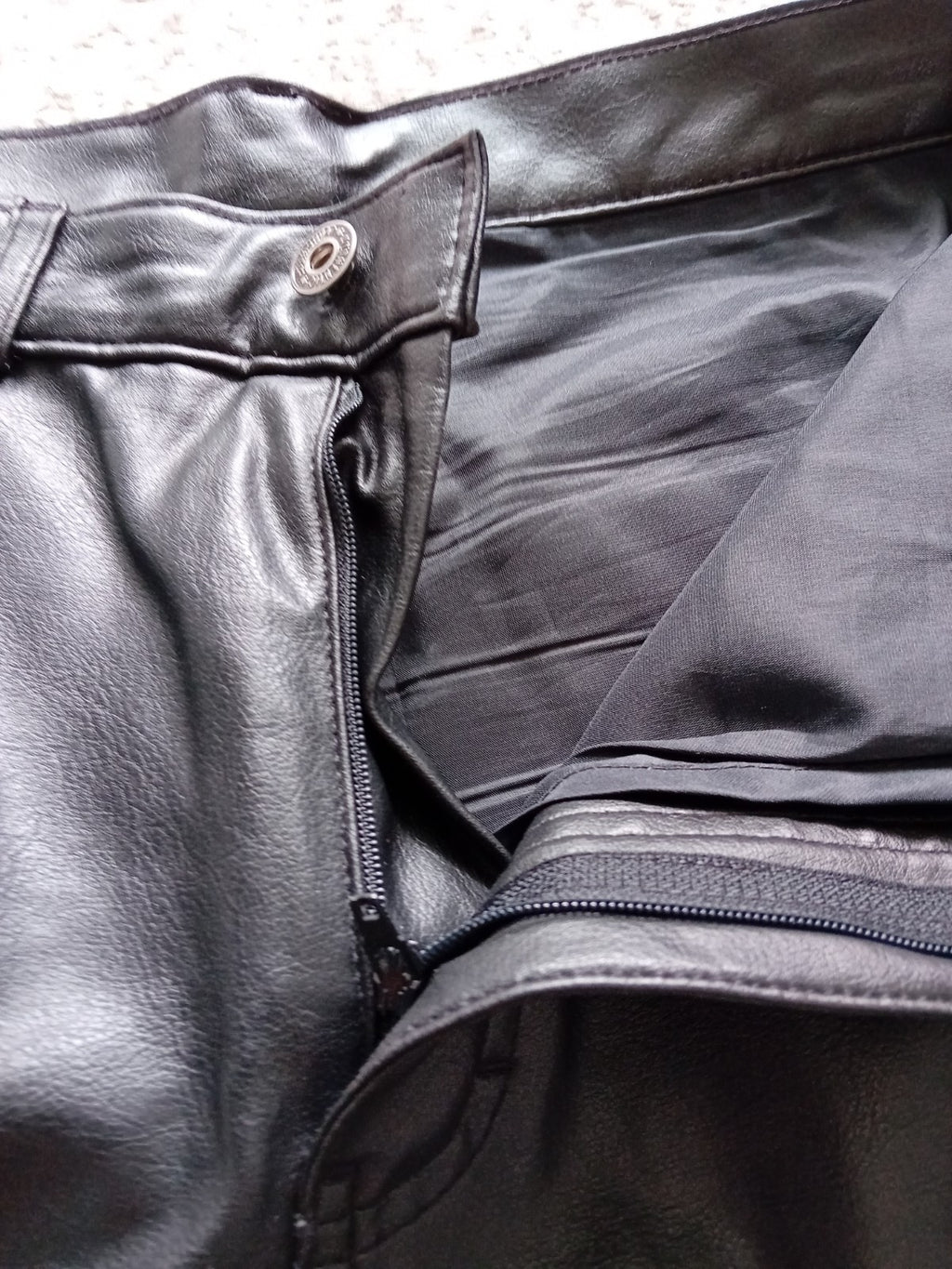 Ladies Black Leather Effect Wide Leg Trousers Size 14 Short M&S Free Delivery