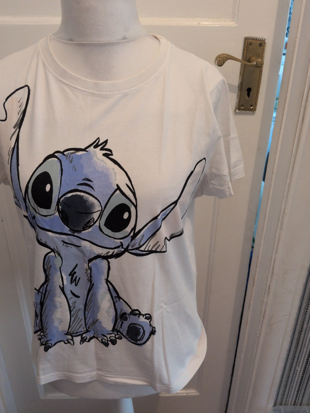 Primark Disney Large White Stitch Short Sleeve Pyjama Top