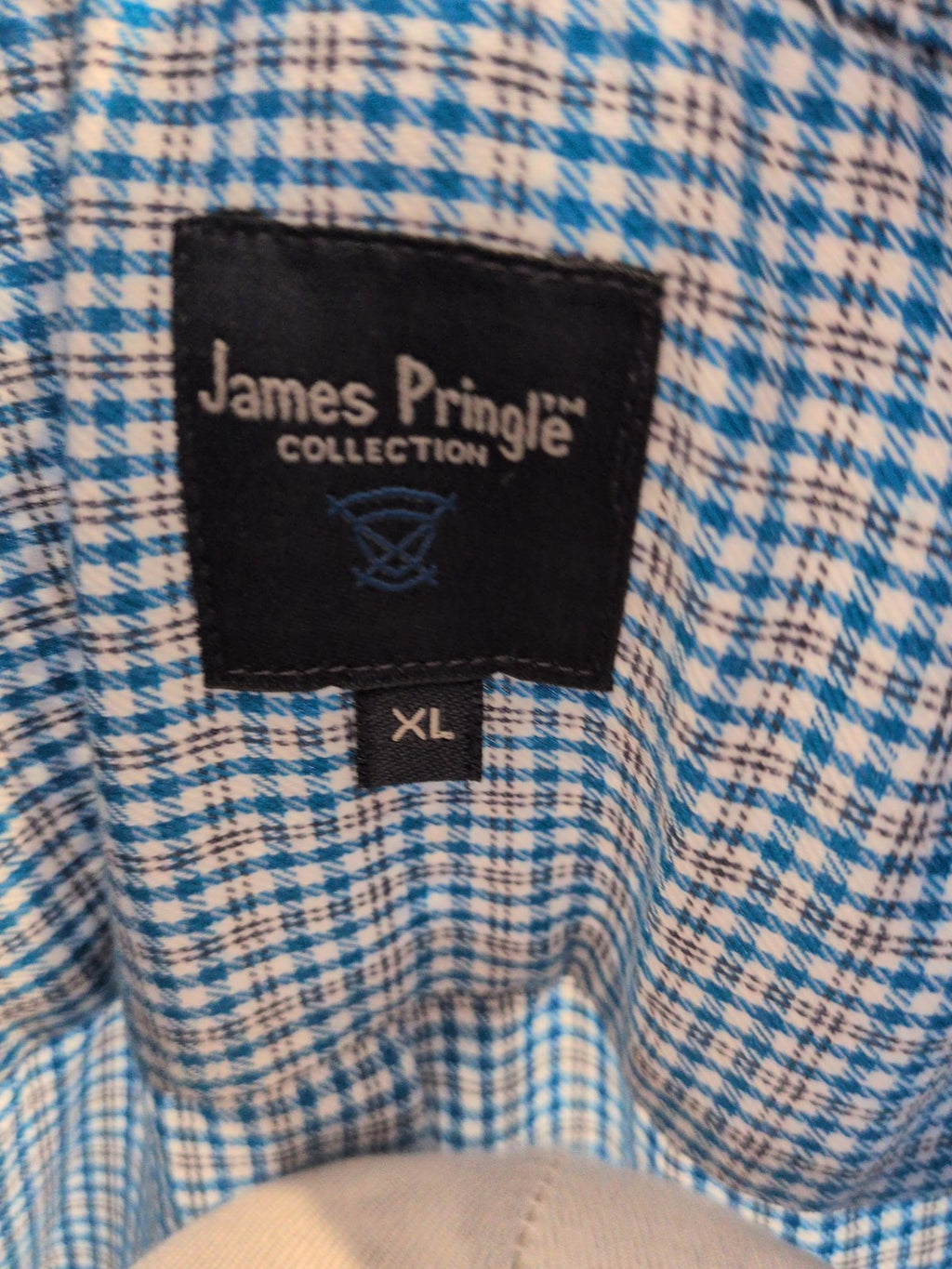 Mens James Pringle XL Blue And Black Check Long Sleeve Shirt