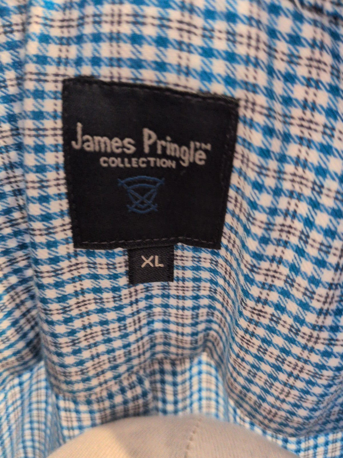 Mens James Pringle XL Blue And Black Check Long Sleeve Shirt