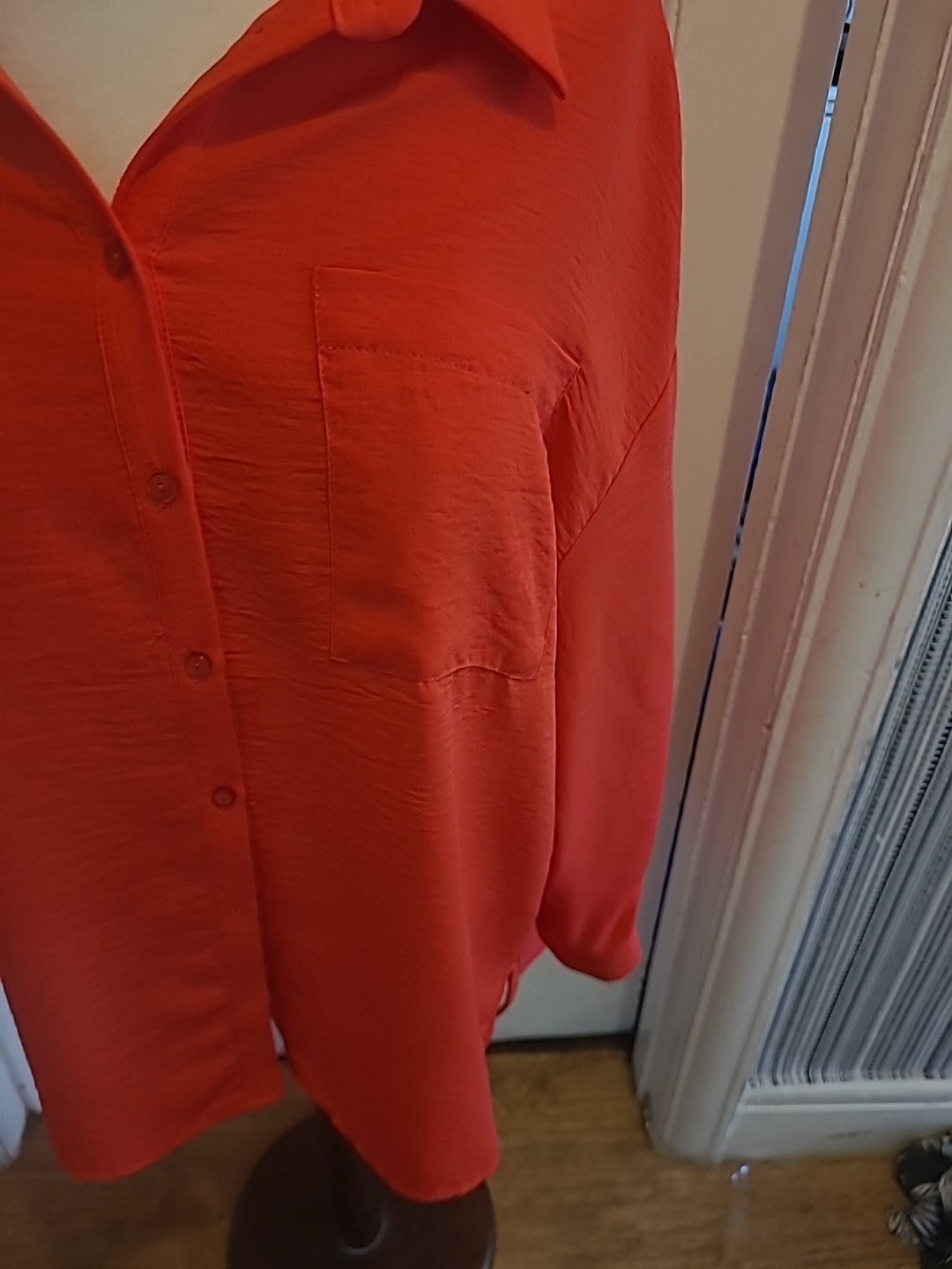 Ladies New Look Size 10 Red Long Sleeved Oversized Blouse