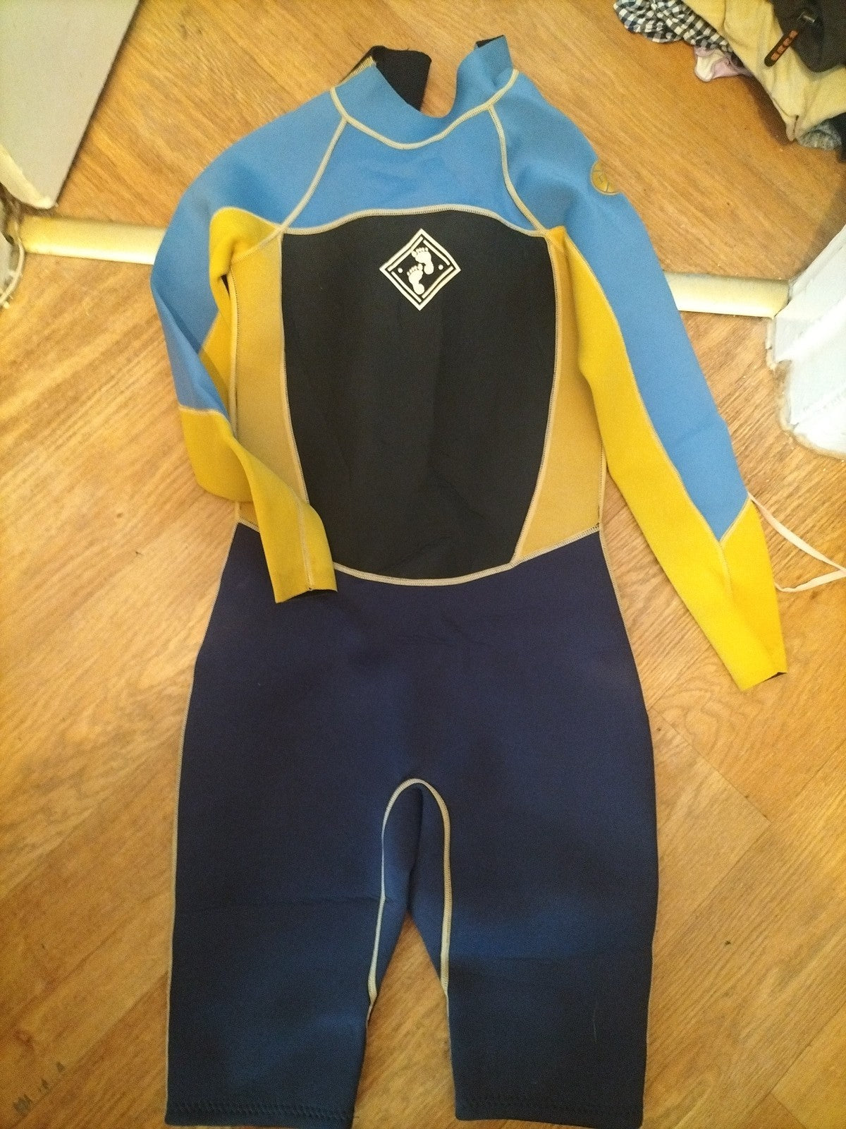 Twobarefeet Yellow And Blue Small Wetsuit