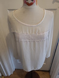 Ladies Afibel Size 14 White Long Sleeved Detailed Blouse