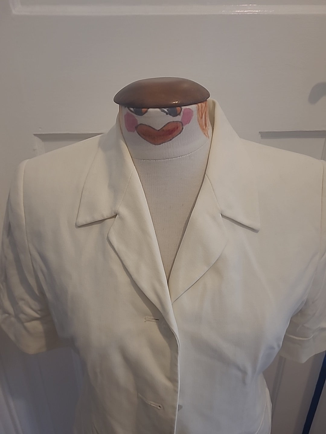 Ladies Marks And Spencer Size 12 Cream Padded Lightweight Blazer
