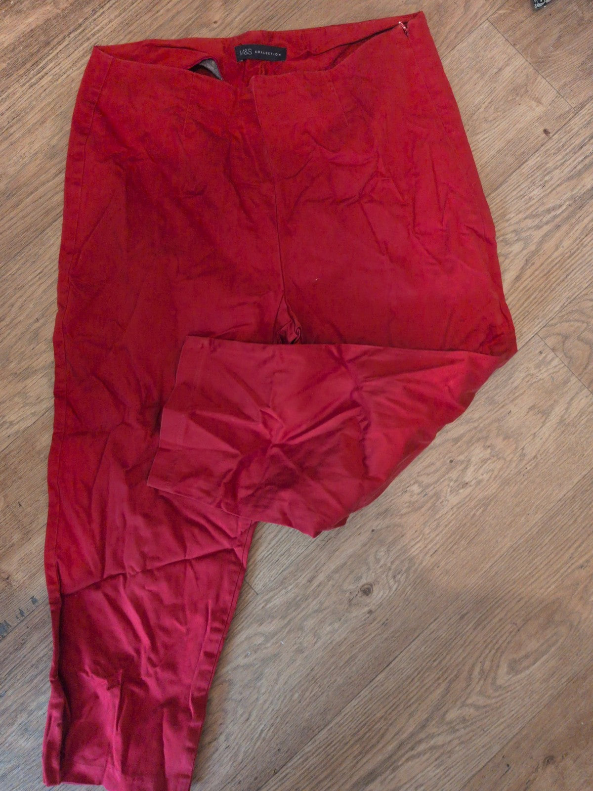 Marks And Spencer 12 Red Short Cropped Trouser