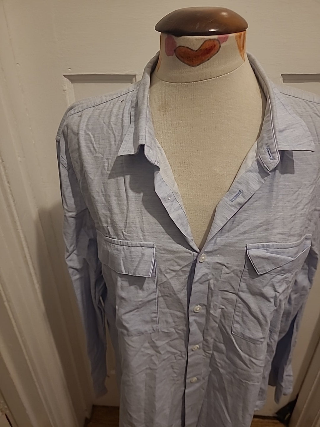 Mens Burton Men'swear Size XL Pale blue Long Sleeve Shirt