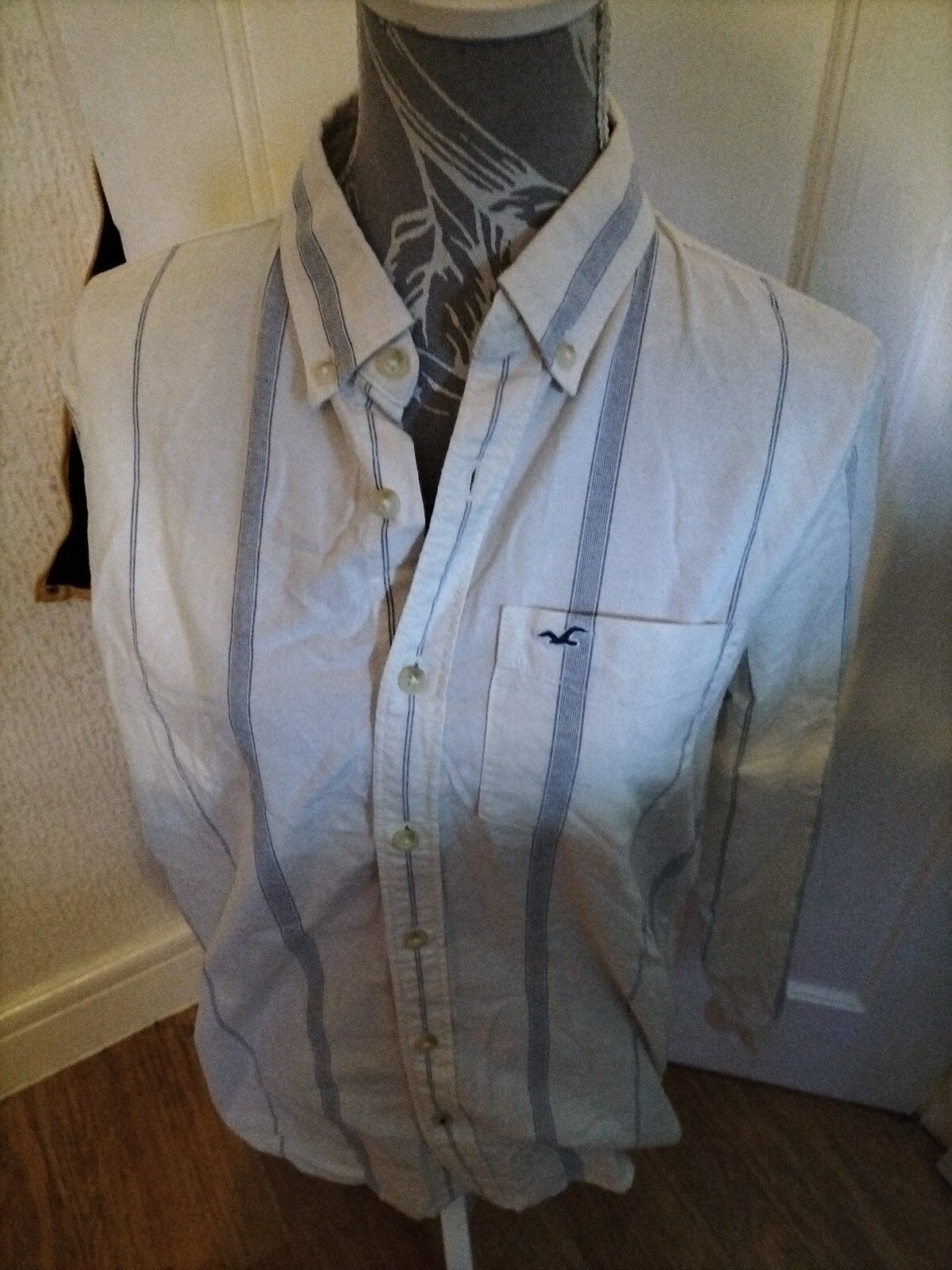 Mens Hollister Small Striped Long Sleeved Shirt