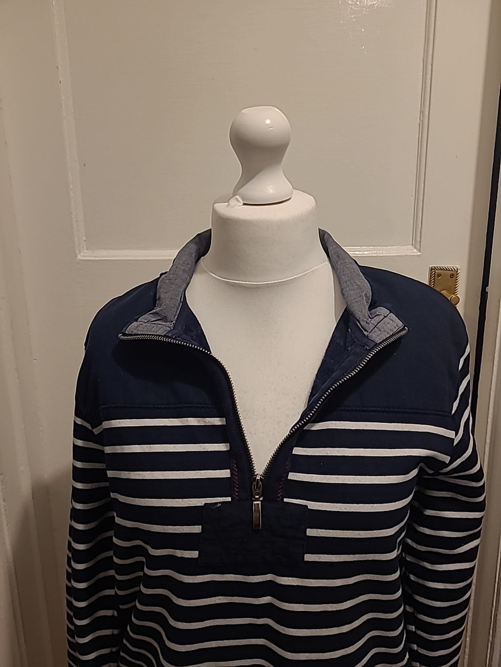 Ladies Captain Corsaire Size Large Striped Collared Jumper(Small Mark On Front)